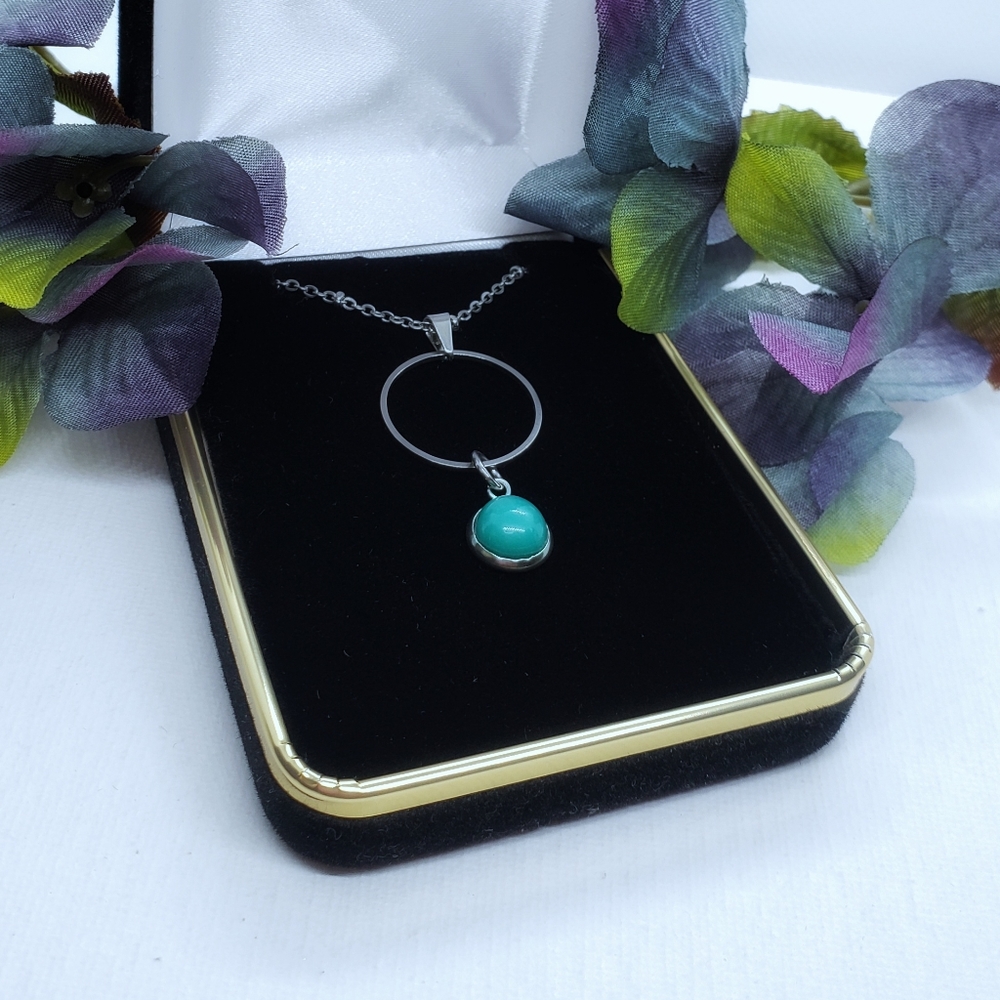 Necklace - Stainless Steel - Infused Glass